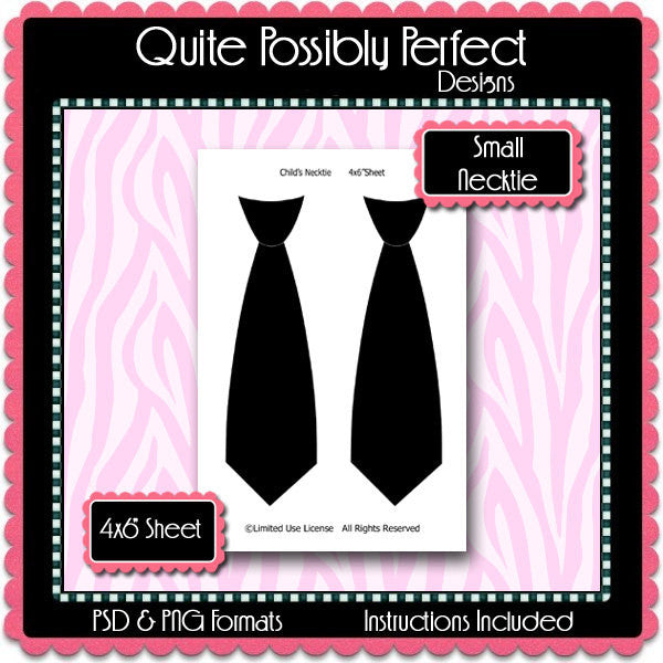 Small Necktie Template Instant Download PSD and PNG Formats (Temp329) Digital Bottle Cap Collage Sheet Template