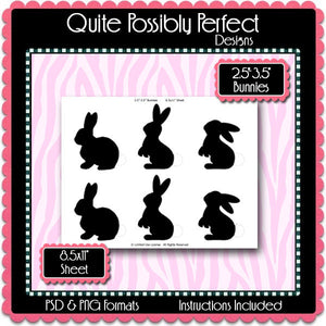 2.5-3.5" Bunnies Label Template Instant Download PSD and PNG Formats (Temp293) Digital Bottle Cap Collage Sheet Template