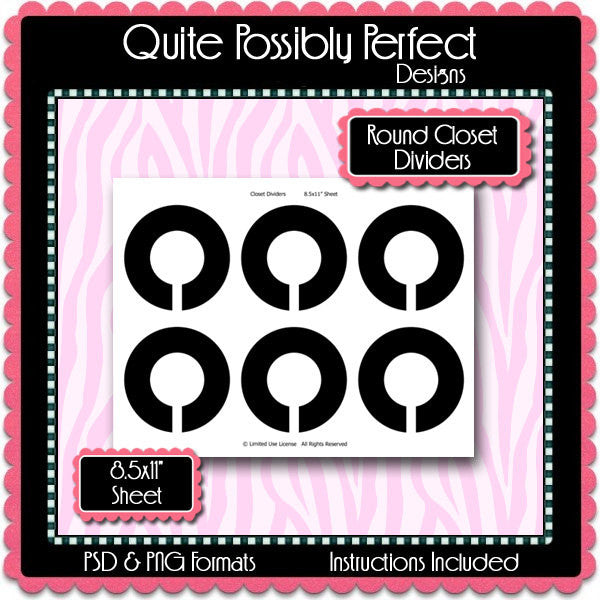 Round Closet Dividers Template Instant Download PSD and PNG Formats (Temp271) Digital Bottlecap Collage Sheet Template
