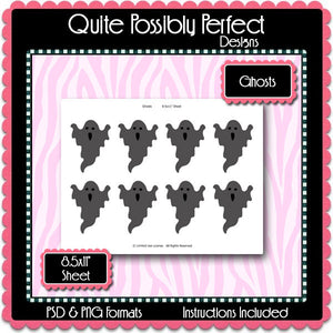Ghosts Template Instant Download PSD and PNG Formats (Temp257) Digital Bottlecap Collage Sheet Template