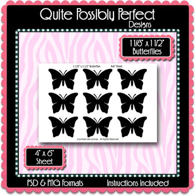 Small Butterflies Template Instant Download PSD and PNG Formats (Temp255) Digital Bottlecap Collage Sheet Template