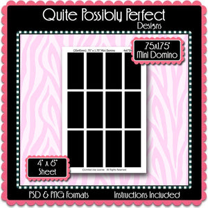 3/4" x 1 3/4" Mini Domino Template Instant Download PSD and PNG Formats (Temp249) Domino Digital Bottlecap Collage Sheet Template