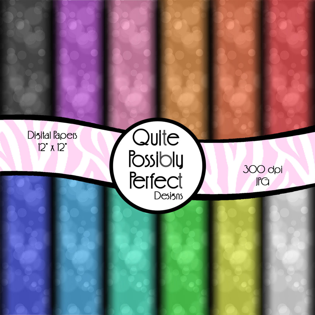 Bokeh Colors Digital Paper Pack Instant Download (DGP106) for Scrapbooking, Collage Sheets,Greeting Cards, Bottle Caps