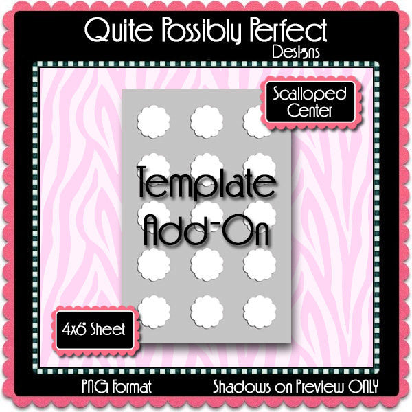 Bottle Cap Template Add-On Scalloped Circle Centers - Instant Download - PNG Format (TAO6) Digital Bottlecap Collage Sheet Designer Tools