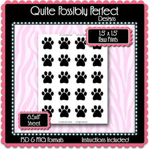 1.5x1.5" Paw Prints Template Instant Download PSD and PNG Formats (Temp425) 8.5x11" Digital Bottle Cap Collage Sheet Template