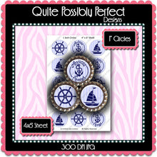Digital Bottle Cap Images - Nautical Silhouettes Collage Sheet (ETR101) 1 Inch Circles for Bottlecaps, Magnets, Jewelry, Hairbows, Buttons