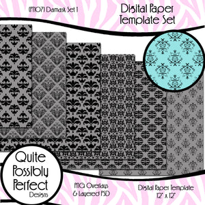 Damask Digital Paper Template - Damask Set 1 (PT107) CU Layered Overlay for Creating Your Own Digital Papers Commercial Use OK