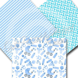 Baby Boy Digital Paper Pack Instant Download (DGP125) Baby Boy for Scrapbooking, Collage Sheets,Greeting Cards, Bottle Cap