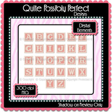 Pink Baby Blocks Alphabet Instant Download (CA108) Upper Case Letters for Scrapbooking, Clipart ,Greeting Cards, Bottle Caps