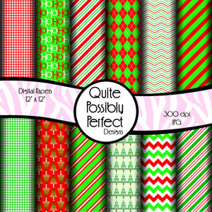 Christmas Digital Paper Pack - Christmas Words - Instant Download (DGP133) for Scrapbooking, Collage Sheets,Greeting Cards, Bottle Caps