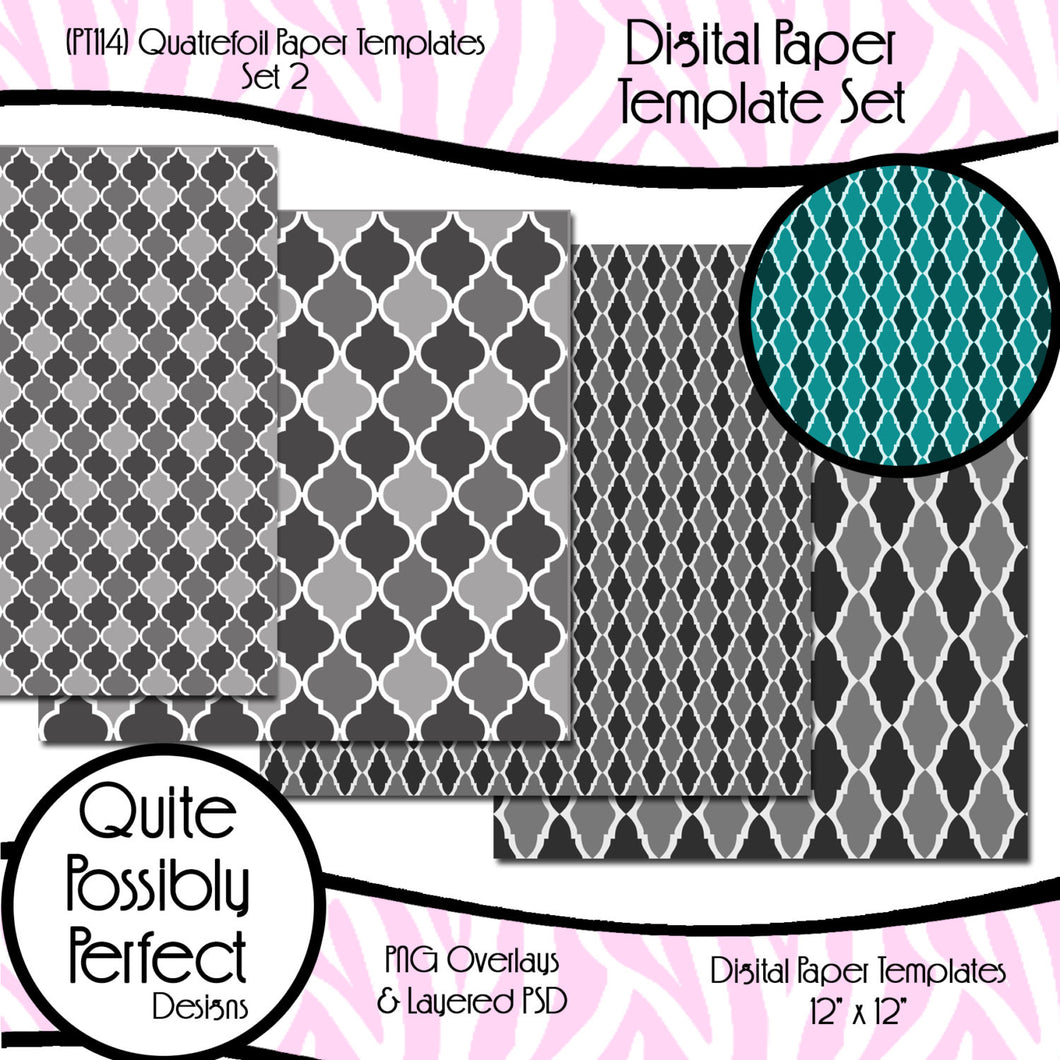 Digital Paper Template - Quatrefoil - Set 2 (PT114) CU Layered Overlay for Creating Your Own Digital Papers Commercial Use OK