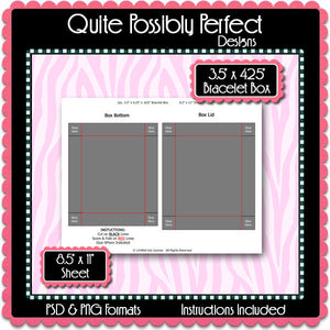 2pc. 3.5" x 4.25" x .625" Bracelet Box Template Instant Download PSD and PNG Formats (Temp505) Digital Bottle Cap Collage Sheet Template