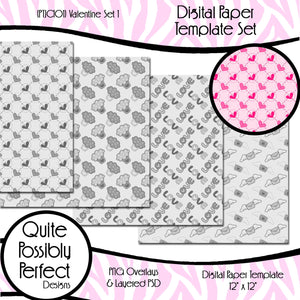 Digital Paper Templates - Valentine Set 1 Paper Template (PTJC101) CU Layered Overlay for Creating Your Own Digital Papers Commercial Use OK