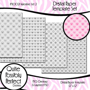 Digital Paper Templates - Valentine Set 2 Paper Template (PTJC102) CU Layered Overlay for Creating Your Own Digital Papers Commercial Use OK