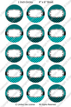 Editable Bottle Cap Images - Instant Download JPG & PDF Formats - Turquoise Pin Stripes (ET127) Digital Bottlecap Collage Sheet