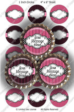 Editable Bottle Cap Images - Instant Download JPG & PDF Formats - Pink Pin Stripes 2 (ET130) Digital Bottlecap Collage Sheet