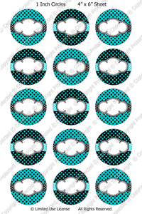 Editable Bottle Cap Images - Instant Download JPG & PDF Formats - Turquoise Polka Dots (ET131) Digital Bottlecap Collage Sheet