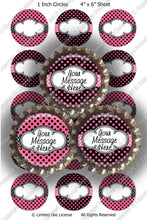 Editable Bottle Cap Images - Instant Download JPG & PDF Formats - Pink Polka Dots (ET132) Digital Bottlecap Collage Sheet