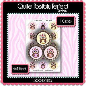 Digital Bottle Cap Images - Nurse Owls Collage Sheet (ETR103) 1 Inch Circles for Bottlecaps, Magnets, Jewelry, Hairbows, Buttons