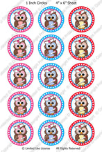 Digital Bottle Cap Images - Nurse Owls 2 Collage Sheet (ETR104) 1 Inch Circles for Bottlecaps, Magnets, Jewelry, Hairbows, Buttons