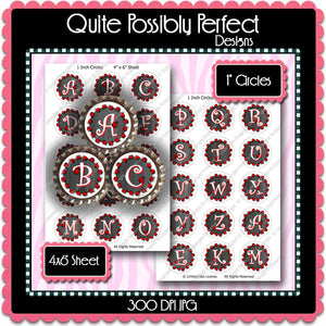 Digital Bottle Cap Images - Chalkboard Ladybug Initials  (ETR107) 1 Inch Circles for Bottlecaps, Magnets, Jewelry, Hairbows, Buttons