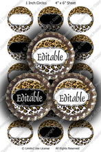 Editable Bottle Cap Images - Instant Download JPG & PDF Formats - Gold Leopard (ET148) Digital Bottlecap Collage Sheet