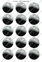 Editable Bottle Cap Images - Instant Download JPG & PDF Formats - Black Glitter Curve (ET152) Digital Bottlecap Collage Sheet