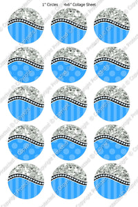 Editable Bottle Cap Images - Instant Download JPG & PDF Formats - Blue Glitter Curve (ET153) Digital Bottlecap Collage Sheet