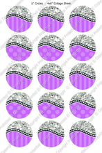 Editable Bottle Cap Images - Instant Download JPG & PDF Formats - Purple Glitter Curve (ET154) Digital Bottlecap Collage Sheet