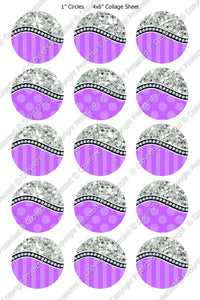 Editable Bottle Cap Images - Instant Download JPG & PDF Formats - Purple Glitter Curve (ET154) Digital Bottlecap Collage Sheet
