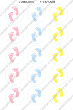 Editable Bottle Cap Images - Instant Download JPG & PDF Formats - Simple Baby Footprints (ET145) Digital Bottlecap Collage Sheet