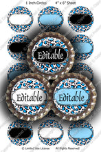 Editable Bottle Cap Images - Instant Download JPG & PDF Formats - Blue Leopard (ET147) Digital Bottlecap Collage Sheet