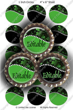 Editable Bottle Cap Images - Instant Download JPG & PDF Formats - Shamrocks 1 (ET149) Digital Bottlecap Collage Sheet