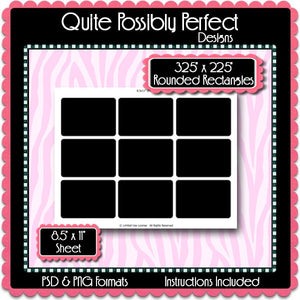 3.25" x 2.25" Rounded Rectangles Template Instant Download PSD and PNG Formats (Temp533) 8.5x11" Digital Bottle Cap Collage Sheet Template