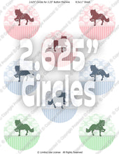 Editable 2.25" Button Machine Images - Instant Download JPG Format - Damask Horse  (ET139) Digital Bottlecap Collage Sheet