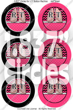 Editable 1.5" Button Machine Images - Instant Download JPG & PDF Formats - RT Hot Pink Chevron  (ET170) Digital Bottlecap Collage Sheet
