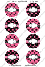 Editable 1" Button Machine Images - Instant Download JPG & PDF Formats - Pink Polka Dots  (ET132) Digital Bottlecap Collage Sheet