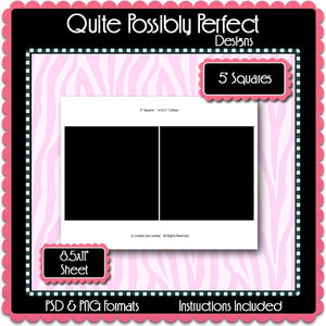 5"  Squares Template Instant Download PSD and PNG Formats (Temp305) Digital Bottlecap Collage Sheet Template