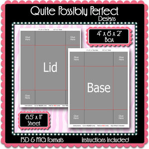 2pc. 4" x 6" x 2" Box Template Instant Download PSD and PNG Formats (Temp505) Digital Bottle Cap Collage Sheet Template
