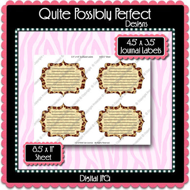 Digital Leopard Journal Tag Labels  -  Instant Download (M125) Digital Journal Tag Graphics - Personal Use & S4H