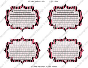 Digital Pink Zebra Journal Tag Labels  -  Instant Download (M124) Digital Journal Tag Graphics - Personal Use & S4H