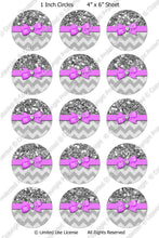 Editable Bottle Cap Images - Instant Download JPG & PDF Format - Lavender Ribbon Silver Glitter Wrap (ET176) Digital Bottlecap Collage Sheet