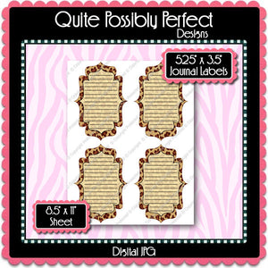 Digital Leopard Journal Tag Labels  -  Instant Download (M130) Digital Journal Tag Graphics - Personal Use & S4H