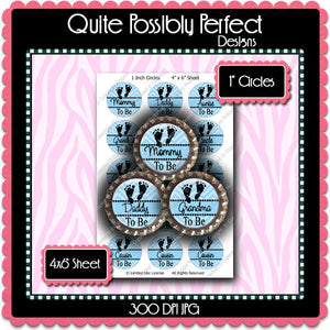 Digital Bottle Cap Images - Chevron Baby To Be Blue (ETR116) 1 Inch Circles for Bottlecaps, Magnets, Jewelry, Hairbows, Buttons