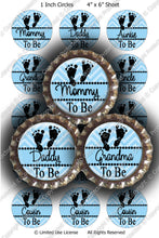 Digital Bottle Cap Images - Chevron Baby To Be Blue (ETR116) 1 Inch Circles for Bottlecaps, Magnets, Jewelry, Hairbows, Buttons