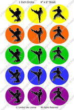 Digital Bottle Cap Images - Martial Arts Karate (ETR125) 1 Inch Circles for Bottlecaps, Magnets, Jewelry, Hairbows, Buttons