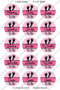 Digital Bottle Cap Images - Pink Chevron Baby To Be 3 (ETR126) 1 Inch Circles for Bottlecaps, Magnets, Jewelry, Hairbows, Buttons