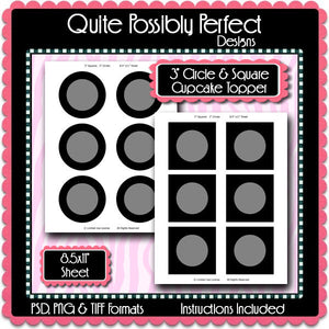 3" Cupcake Topper Template Instant Download PSD and PNG Formats (Temp602) 8.5x11 Size Digital Template