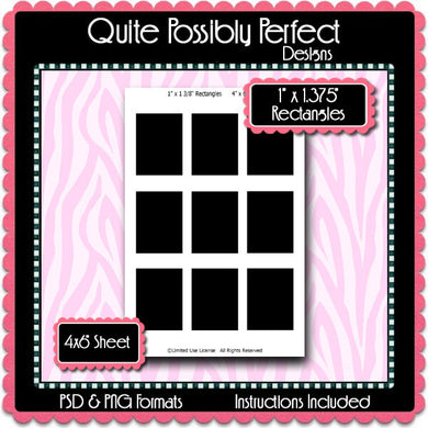 1 x1 3/8 Inch Rectangle Template Instant Download PSD and PNG Formats (Temp605) 4x6 Inch Digital Bottlecap Collage Sheet Template
