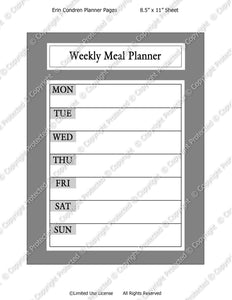 Daily Planner Template - Meal Planner - Instant Download PSD and PNG Formats (m133) 8.5x11 Inch Sizes Digital Template